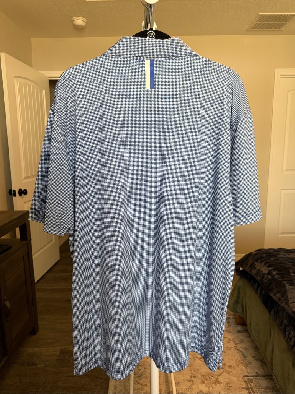 Rhoback Light Blue Micro-Check Performance Polo - Picture 4 of 4